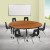 Flash Furniture XU-GRP-14CH-A60-HCIRC-OAK-T-P-CAS-GG Mobile 60" Circle Wave Flexible Laminate Activity Table with 14" Student Stack Chairs, Oak/Black addl-1