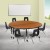 Flash Furniture XU-GRP-14CH-A60-HCIRC-OAK-T-P-CAS-GG Mobile 60" Circle Wave Laminate Activity Table with 14" Stack Chairs, Oak/Black addl-1