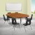 Flash Furniture XU-GRP-16CH-A3048CON-48-OAK-T-A-GG 76" Oval Wave Flexible Laminate Activity Table with 16" Student Stack Chairs, Oak/Black addl-1