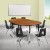 Flash Furniture XU-GRP-18CH-A3048CON-48-OAK-T-A-CAS-GG Mobile 76" Oval Wave Flexible Laminate Activity Table Set with 18" Student Stack Chairs, Oak/Black addl-1