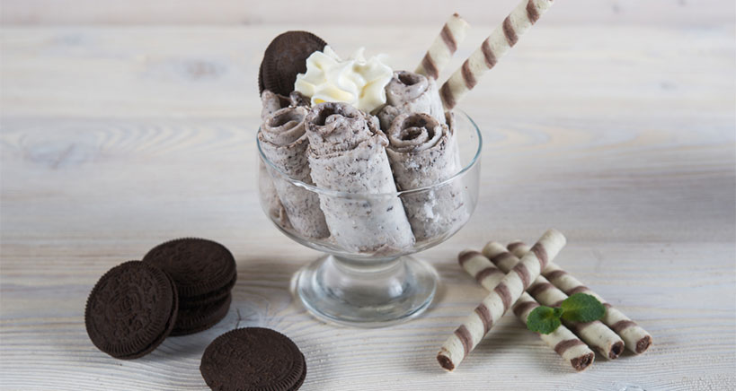 Fried ice cream rolls