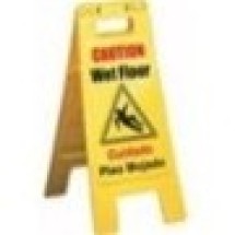 Yellow &quot;Caution&quot; 3-Sided Plastic Safety Sign For Wet Floors
