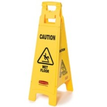 Caution Wet Floor&quot; Floor Sign, 4-Sided, Plastic, 12&quot; x 16&quot; x 38&quot;, Yellow