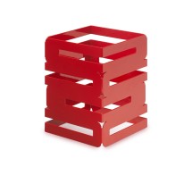 Rosseto SM185 Skycap Red Gloss Steel Square Multi-Level Riser 6&quot; x 6&quot; x 8&quot;H