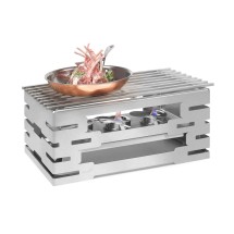 Rosseto SK031 Multi-Chef&trade; Rectangular Stainless Steel Warmer with Track Grill Top 23.23&quot; x 13.57&quot; x 10.43&quot;