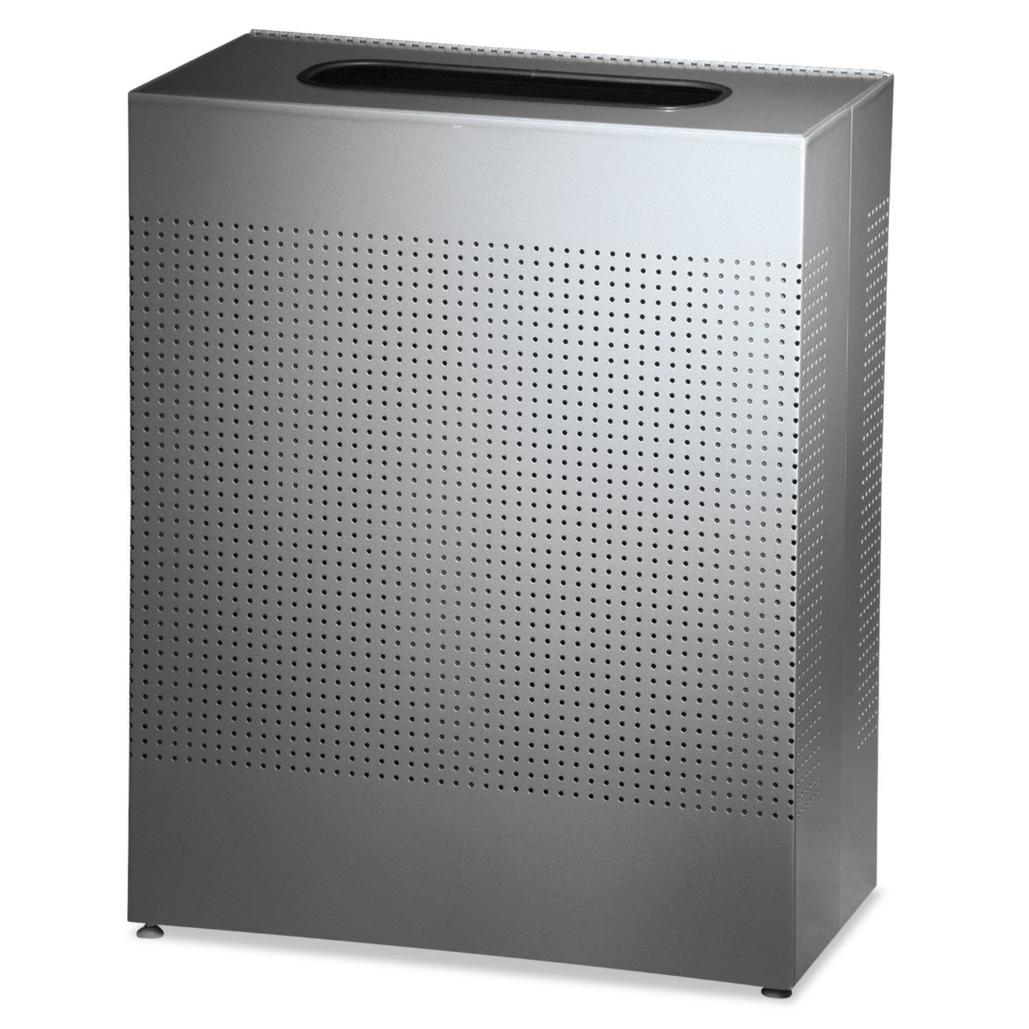  Silhouettes Square Silver Waste Receptacle, 40 Gallon