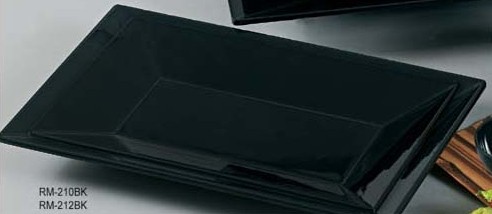 Yanco RM-212BK Rome 12" x 7 1/2" Rectangular Black Melamine Plate