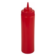 Winco PSW-12R Red Plastic 12 oz. Wide Mouth Squeeze Bottle