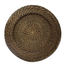Jay Companies 1660149 Brick Brown Rattan Round 13&quot; Charger Plate