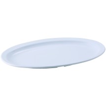 Winco MMPO-138W White Melamine 13&quot; x 8&quot; Oval Platter with Narrow Rim