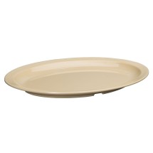 Winco MMPO-138 Tan Melamine 13&quot; x 8&quot; Oval Platter with Narrow Rim