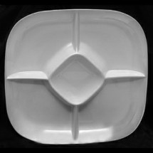Thunder Group PS1515W Passion White Melamine Chip and Dip Platter, 15&quot; x 15&quot;