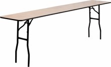 Flash Furniture YT-WTFT18X96-TBL-GG 18" x 96" Rectangular Wood Folding Training/Seminar Table with Smooth Clear Coated Finished Top