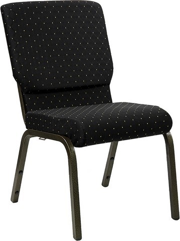 Flash Furniture XU-CH-60096-BK-GG Hercules Series 18.5" Black Patterned Fabric Stacking Church Chair and Gold Vein Frame