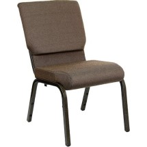 Flash Furniture XU-CH-60096-BN-GG Hercules Series 18.5" Brown Fabric Stacking Church Chair with Gold Vein Frame