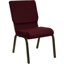Flash Furniture XU-CH-60096-BY-GG Hercules Series 18.5&quot; Burgundy Fabric Stacking Church Chair with Gold Vein Frame