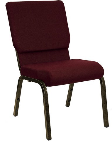 Flash Furniture XU-CH-60096-BY-GG Hercules Series 18.5" Burgundy Fabric Stacking Church Chair with Gold Vein Frame
