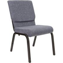 Flash Furniture XU-CH-60096-BEIJING-GY-GG Hercules Series 18.5&quot; Gray Fabric Church Stacking Chair with Gold Vein Frame