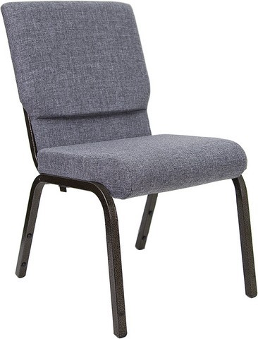 Flash Furniture XU-CH-60096-BEIJING-GY-GG Hercules Series 18.5" Gray Fabric Church Stacking Chair with Gold Vein Frame