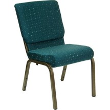 Flash Furniture XU-CH-60096-GN-GG Hercules Series 18.5&quot; Green Patterned Stacking Church Chair and Gold Vein Frame
