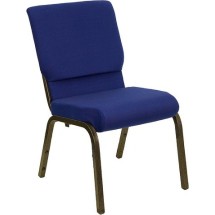Flash Furniture XU-CH-60096-NVY-GG Hercules Series 18.5" Navy Blue Fabric Stacking Church Chair and Gold Vein Frame
