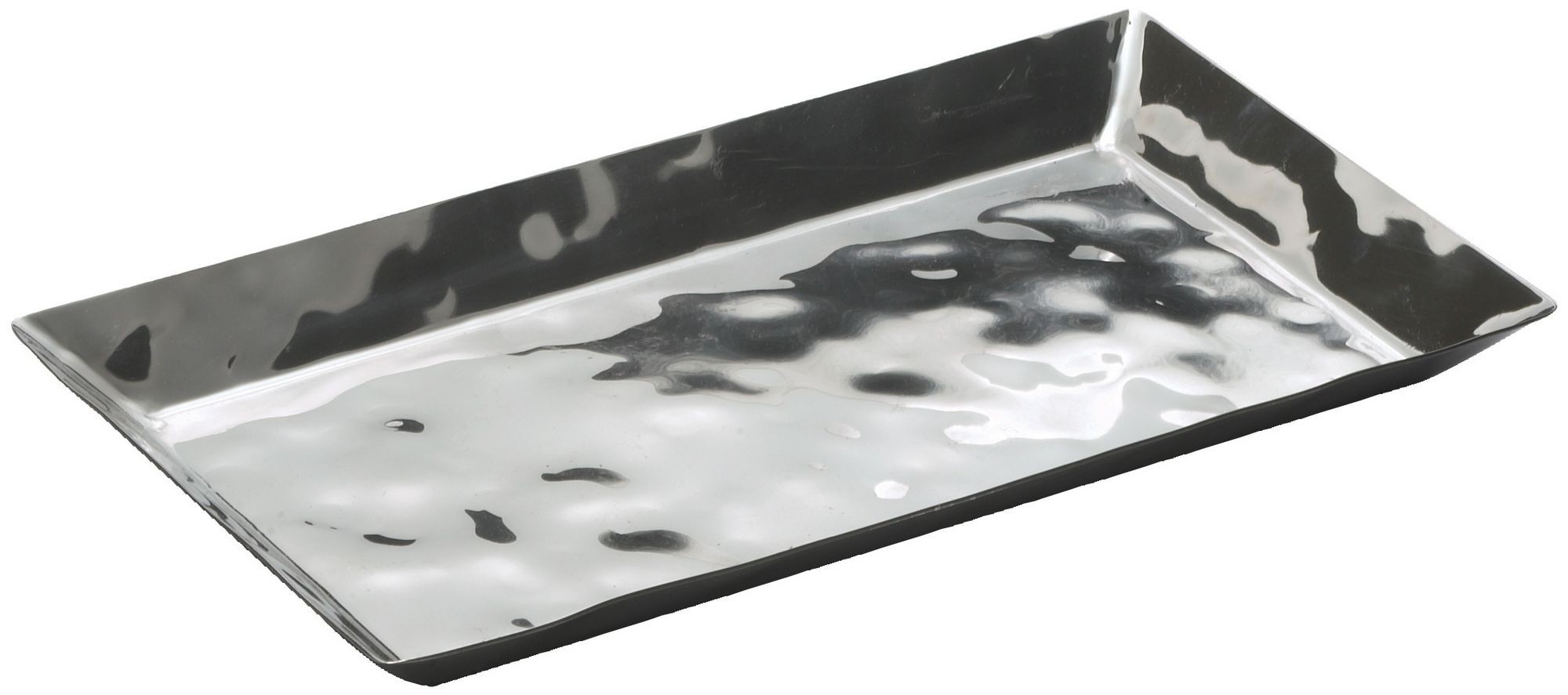 Winco HPO-14 Hammered Steel Oblong Serving / Display Tray, 13-3/4" x 7-3/4" x 1"
