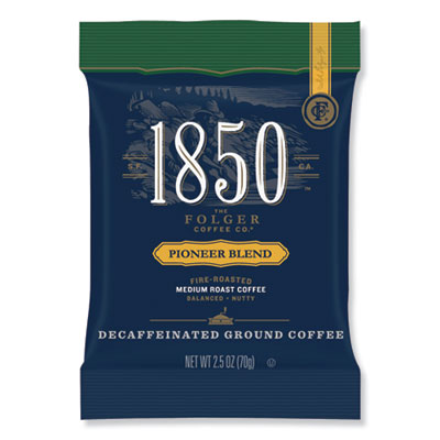 1850 Coffee Fraction Packs, Pioneer Blend Decaf, Medium Roast, 2.5 oz. Pack, 24 Packs/Carton
