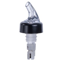 Winco PPA-200 Measuring Pourer with Black Collar, White Tail and Clear Spout 2 oz.