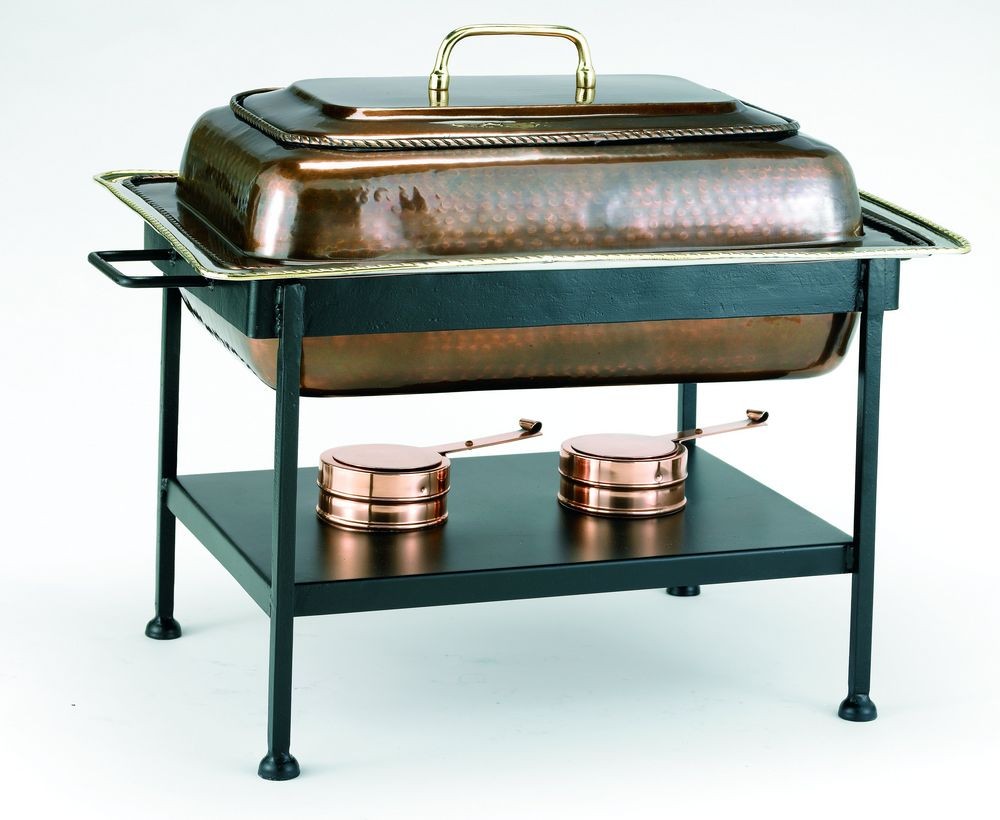Old Dutch International 842 Antique Copper over Stainless Steel Rectangular Chafing Dish, 8 Qt.