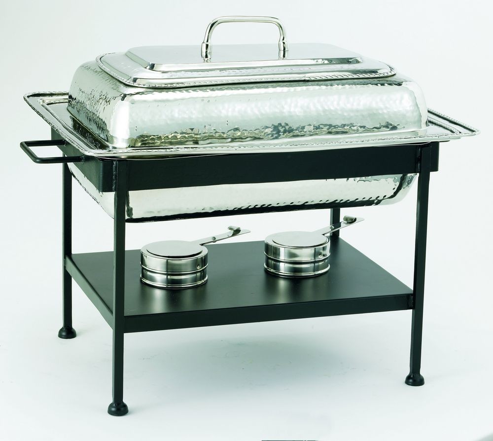 Old Dutch International 683 Polished Nickel Over Stainless Steel Rectangular Chafing Dish, 8 Qt.