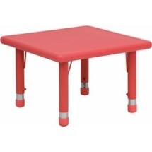 Flash Furniture YU-YCX-002-2-SQR-TBL-RED-GG 24&quot; Square Height Adjustable Red Plastic Activity Table