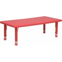 Flash Furniture YU-YCX-001-2-RECT-TBL-RED-GG 24&quot;W x 48&quot;L Height Adjustable Rectangular Red Plastic Activity Table