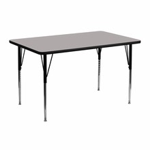 Flash Furniture XU-A2448-REC-GY-H-A-GG 24"W x 48"L Rectangular Activity Table with 1.25" Thick High Pressure Gray Laminate Top and Standard Height Adjustable Legs