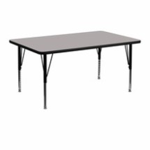 Flash Furniture XU-A2448-REC-GY-H-P-GG 24&quot;W x 48&quot;L Rectangular Activity Table with 1.25&quot; Thick High Pressure Gray Laminate Top and Height Adjustable Preschool Legs