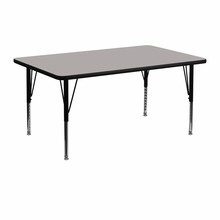 Flash Furniture XU-A2448-REC-GY-H-P-GG 24"W x 48"L Rectangular Activity Table with 1.25" Thick High Pressure Gray Laminate Top and Height Adjustable Preschool Legs