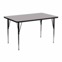Flash Furniture XU-A2448-REC-GY-T-A-GG 24&quot;W x 48&quot;L Rectangular Activity Table with Gray Thermal Fused Laminate Top and Standard Height Adjustable Legs
