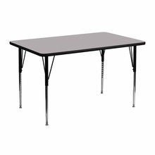 Flash Furniture XU-A2448-REC-GY-T-A-GG 24"W x 48"L Rectangular Activity Table with Gray Thermal Fused Laminate Top and Standard Height Adjustable Legs