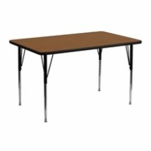 Flash Furniture XU-A2448-REC-OAK-H-A-GG 24&quot;W x 48&quot;L Rectangular Activity Table with 1.25&quot; Thick High Pressure Oak Laminate Top and Standard Height Adjustable Legs