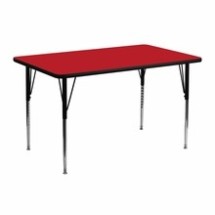 Flash Furniture XU-A2448-REC-RED-H-A-GG 24&quot;W x 48&quot;L Rectangular Activity Table with 1.25&quot; Thick High Pressure Red Laminate Top and Standard Height Adjustable Legs