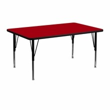 Flash Furniture XU-A2448-REC-RED-T-P-GG 24"W x 48"L Rectangular Activity Table with Red Thermal Fused Laminate Top and Height Adjustable Preschool Legs