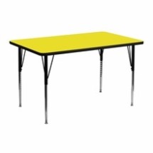 Flash Furniture XU-A2448-REC-YEL-H-A-GG 24&quot;W x 48&quot;L Rectangular Activity Table with 1.25&quot; Thick High Pressure Yellow Laminate Top and Standard Height Adjustable Legs