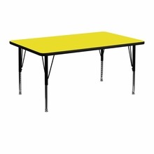 Flash Furniture XU-A2448-REC-YEL-H-P-GG 24"W x 48"L Rectangular Activity Table with 1.25" Thick High Pressure Yellow Laminate Top and Height Adjustable Preschool Legs