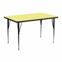 Flash Furniture XU-A2448-REC-YEL-T-A-GG 24&quot;W x 48&quot;L Rectangular Activity Table with Yellow Thermal Fused Laminate Top and Standard Height Adjustable Legs