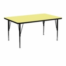 Flash Furniture XU-A2448-REC-YEL-T-P-GG 24&quot;W x 48&quot;L Rectangular Activity Table with Yellow Thermal Fused Laminate Top and Height Adjustable Preschool Legs