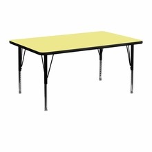 Flash Furniture XU-A2448-REC-YEL-T-P-GG 24"W x 48"L Rectangular Activity Table with Yellow Thermal Fused Laminate Top and Height Adjustable Preschool Legs