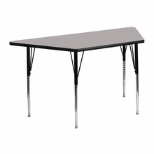 Flash Furniture XU-A2448-TRAP-GY-H-A-GG 24"W x 48"L Trapezoid Activity Table with 1.25" Thick High Pressure Gray Laminate Top and Standard Height Adjustable Legs