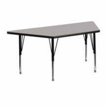 Flash Furniture XU-A2448-TRAP-GY-H-P-GG 24&quot;W x 48&quot;L Trapezoid Activity Table with 1.25&quot; Thick High Pressure Gray Laminate Top and Height Adjustable Preschool Legs