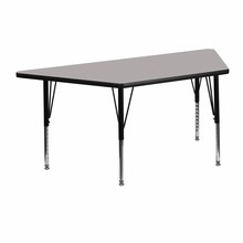 Flash Furniture XU-A2448-TRAP-GY-H-P-GG 24"W x 48"L Trapezoid Activity Table with 1.25" Thick High Pressure Gray Laminate Top and Height Adjustable Preschool Legs