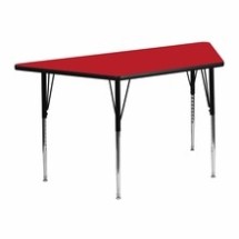 Flash Furniture XU-A2448-TRAP-RED-H-A-GG 24"W x 48"L Trapezoid Activity Table with 1.25" Thick High Pressure Red Laminate Top and Standard Height Adjustable Legs