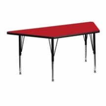 Flash Furniture XU-A2448-TRAP-RED-H-P-GG 24&quot;W x 48&quot;L Trapezoid Activity Table with 1.25&quot; Thick High Pressure Red Laminate Top and Height Adjustable Preschool Legs